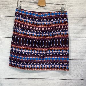 NWT J Crew purple pink blue geometric mini skirt 6